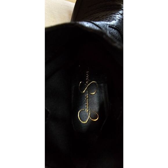 Jessica Simpson Nelda Western Cowboy Ankle Stiletto Booties 7 M Black Leather - Picture 5 of 7